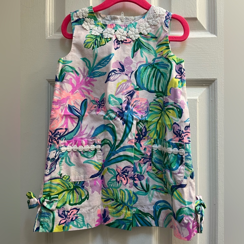 Lilly Pulitzer Classic Shift Dress in Pink and Green Floral